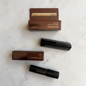 Hourglass Caution Mascara and Lipstick Mini Duo in Ultra Black and Peacemaker